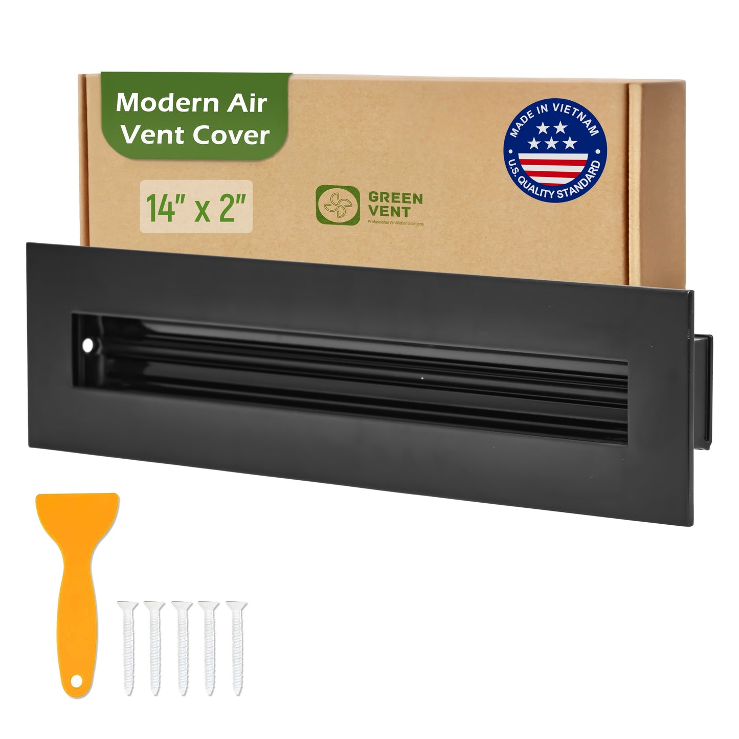 Aluminum Black Linear Slot Diffuser 14x2 (Duct Opening) - Modern Air Vent Cover