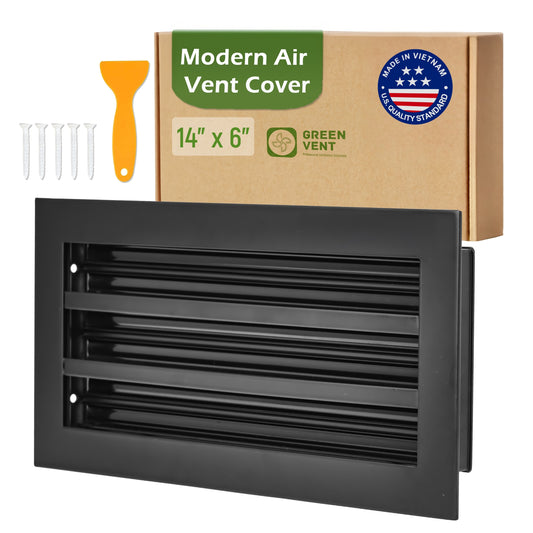 Aluminum Black Linear Slot Diffuser 14x6 (Duct Opening) - Modern Air Vent Cover