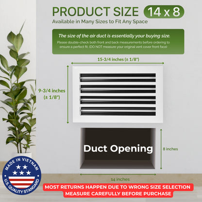 Aluminum White Linear Slot Diffuser 14x8 (Duct Opening)- Modern Air Vent Cover