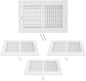 Set of four white rectangular air vents on a white background