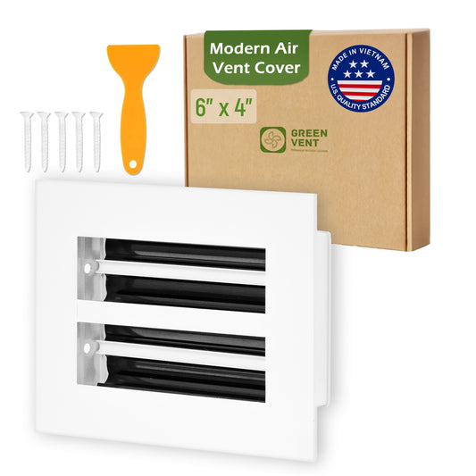 Aluminum White Linear Slot Diffuser 6x4 (Duct Opening)- Modern Air Vent Cover