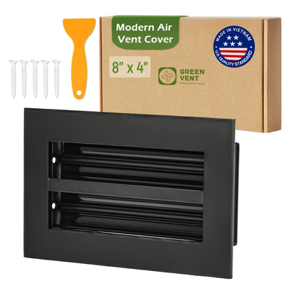 Aluminum Black Linear Slot Diffuser 8x4 (Duct Opening) - Modern Air Vent Cover
