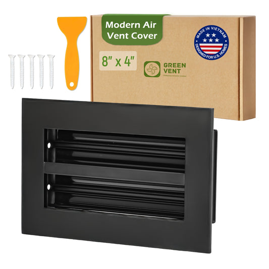 Aluminum Black Linear Slot Diffuser 8x4 (Duct Opening) - Modern Air Vent Cover