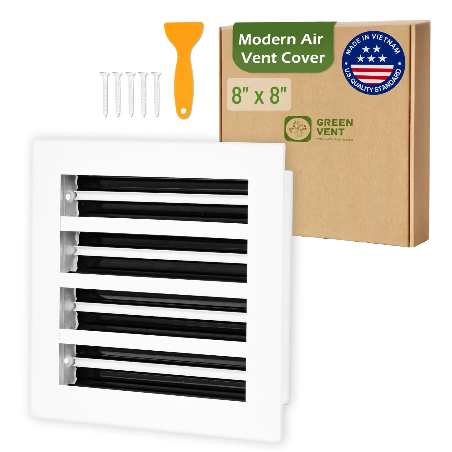 Aluminum White Linear Slot Diffuser 8x8 (Duct Opening)- Modern Air Vent Cover