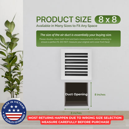 Aluminum White Linear Slot Diffuser 8x8 (Duct Opening)- Modern Air Vent Cover