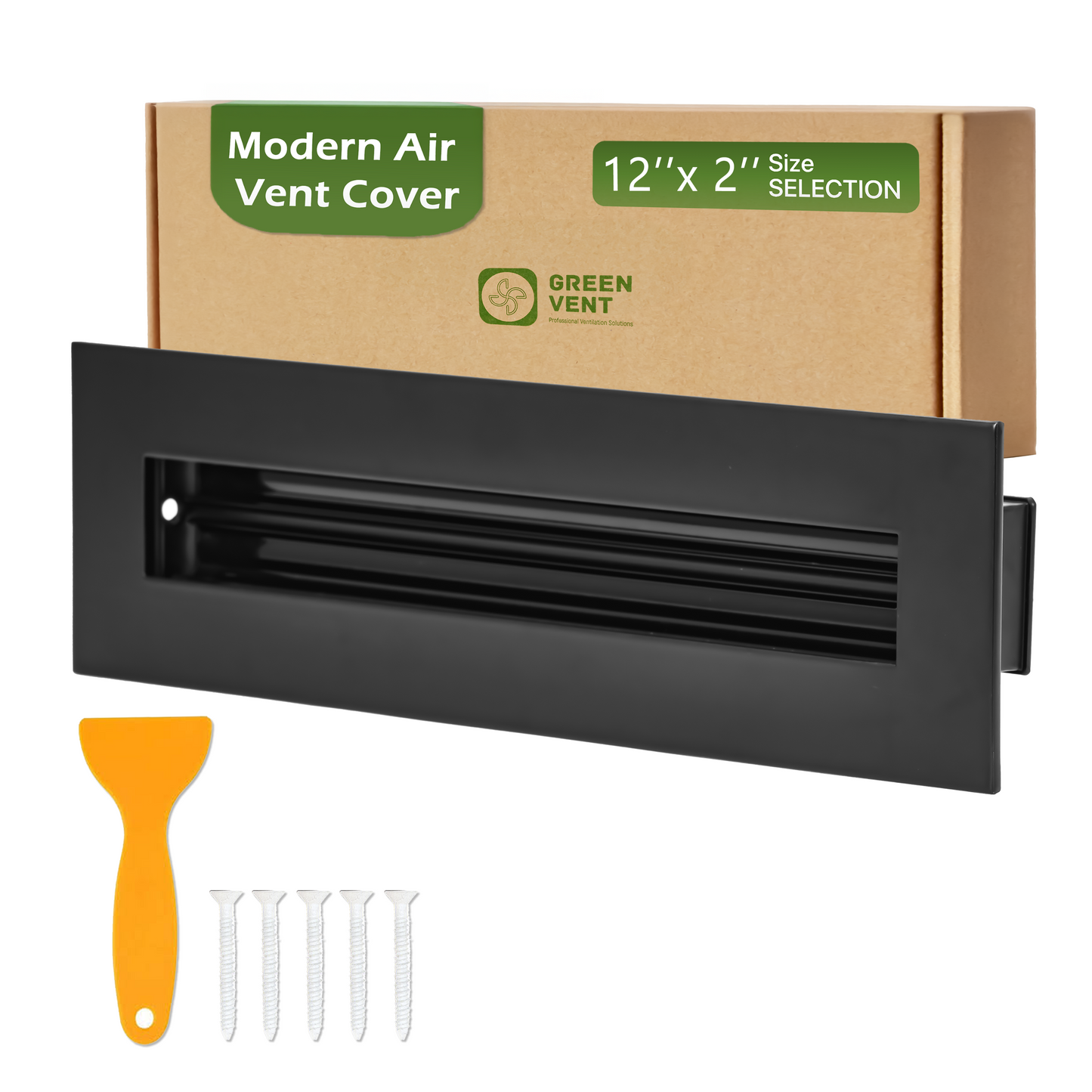 Aluminum Black Linear Slot Diffuser 12x2 (Duct Opening) - Modern Air Vent Cover