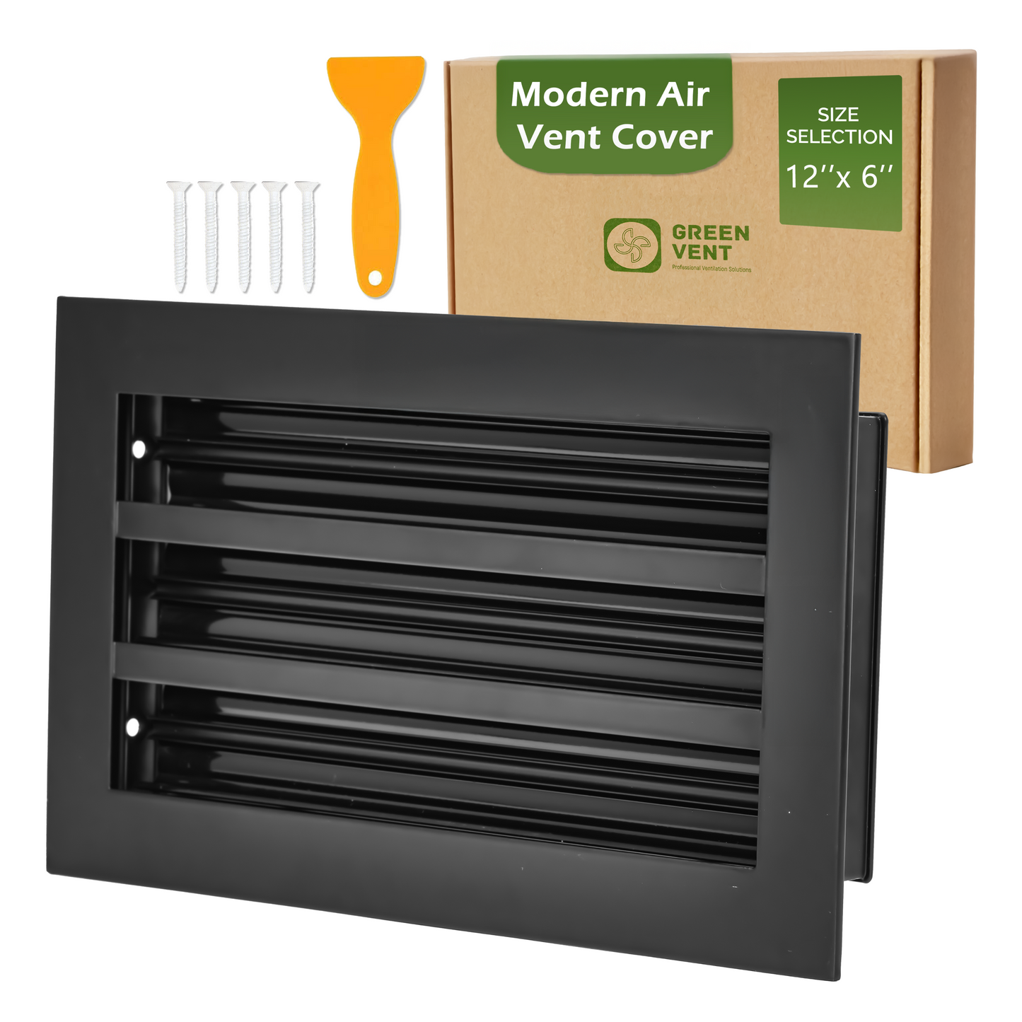 Aluminum Black Linear Slot Diffuser 12x6 (Duct Opening) - Modern Air Vent Cover