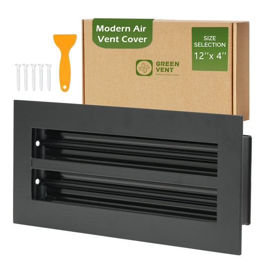 Aluminum Black Linear Slot Diffuser 12x4 (Duct Opening) - Modern Air Vent Cover