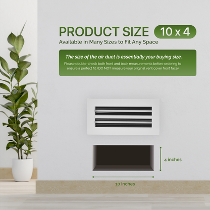 Aluminum White Linear Slot Diffuser 10x4 (Duct Opening)- Modern Air Vent Cover