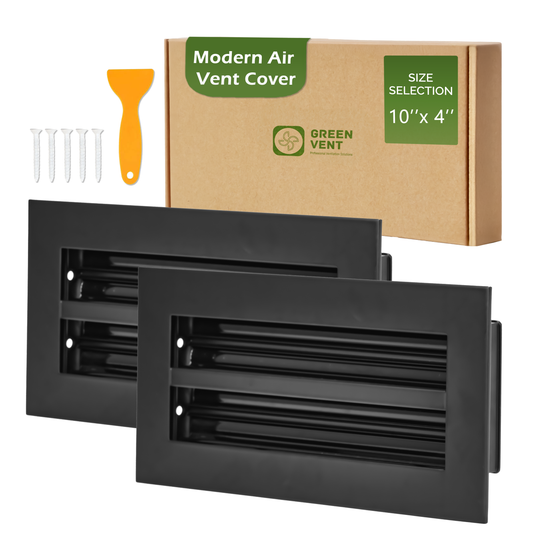 Aluminum Black Linear Slot Diffuser 10x4 Pack 2 (Duct Opening) - Modern Air Vent Cover