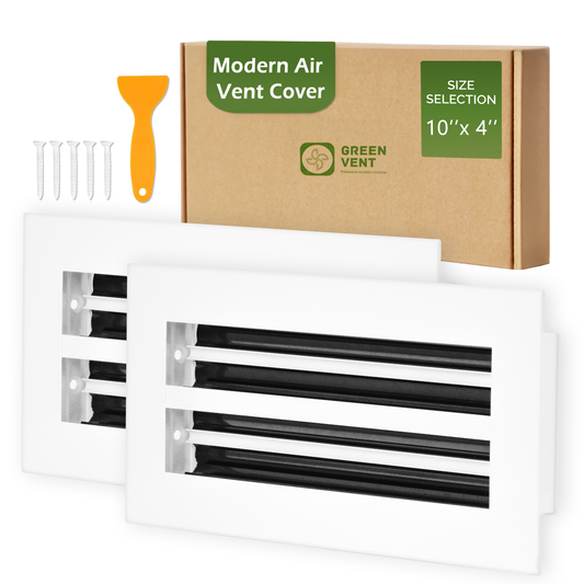 Aluminum White Linear Slot Diffuser 10x4 Pack 2 (Duct Opening)- Modern Air Vent Cover