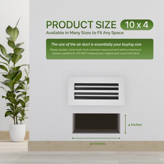 Aluminum White Linear Slot Diffuser 10x4 Pack 2 (Duct Opening)- Modern Air Vent Cover