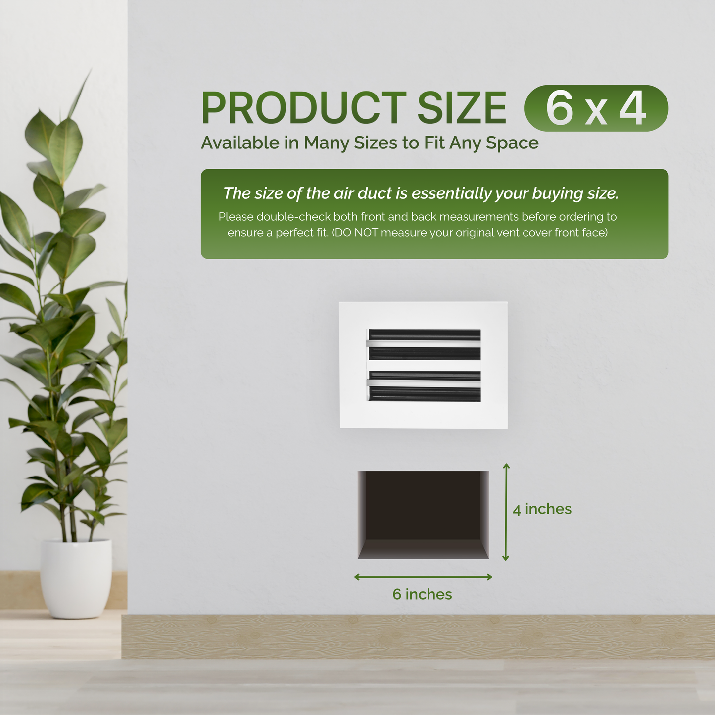 Aluminum White Linear Slot Diffuser 6x4 (Duct Opening)- Modern Air Vent Cover