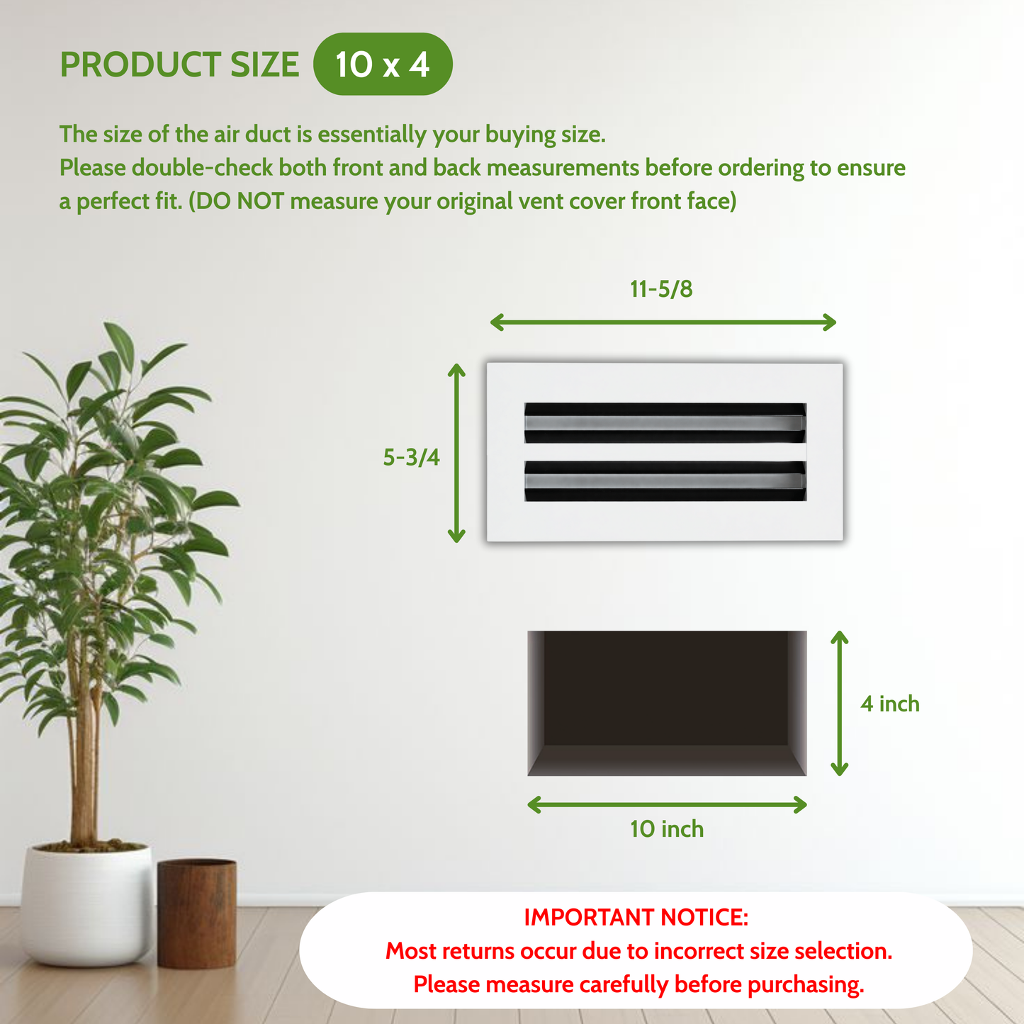 6x12 Air Vent Cover (Duct Opening) - White Aluminum Linear Slot Diffuser