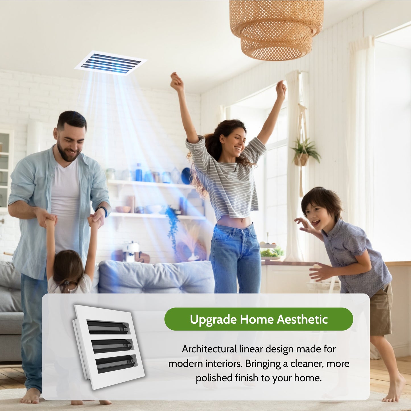 6x10 Air Vent Cover (Duct Opening) - White Aluminum Linear Slot Diffuser