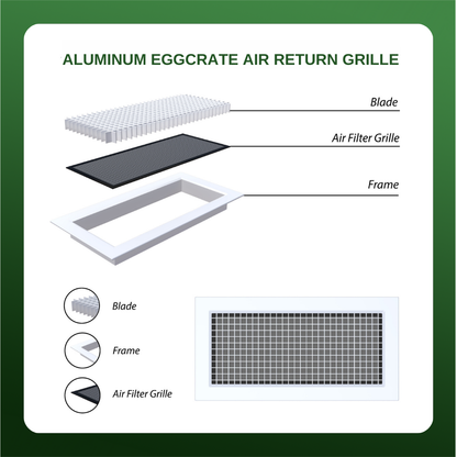 Aluminum Cube Core Eggcrate 10x10 (Duct Opening) - Eggcrate Air Return Grille