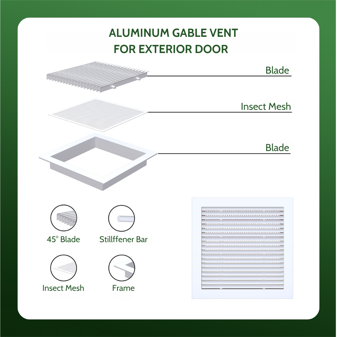 Gable Vent 10x10 (Duct Opening) - Air Return Grille