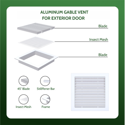 Gable Vent 10x10 (Duct Opening) - Air Return Grille