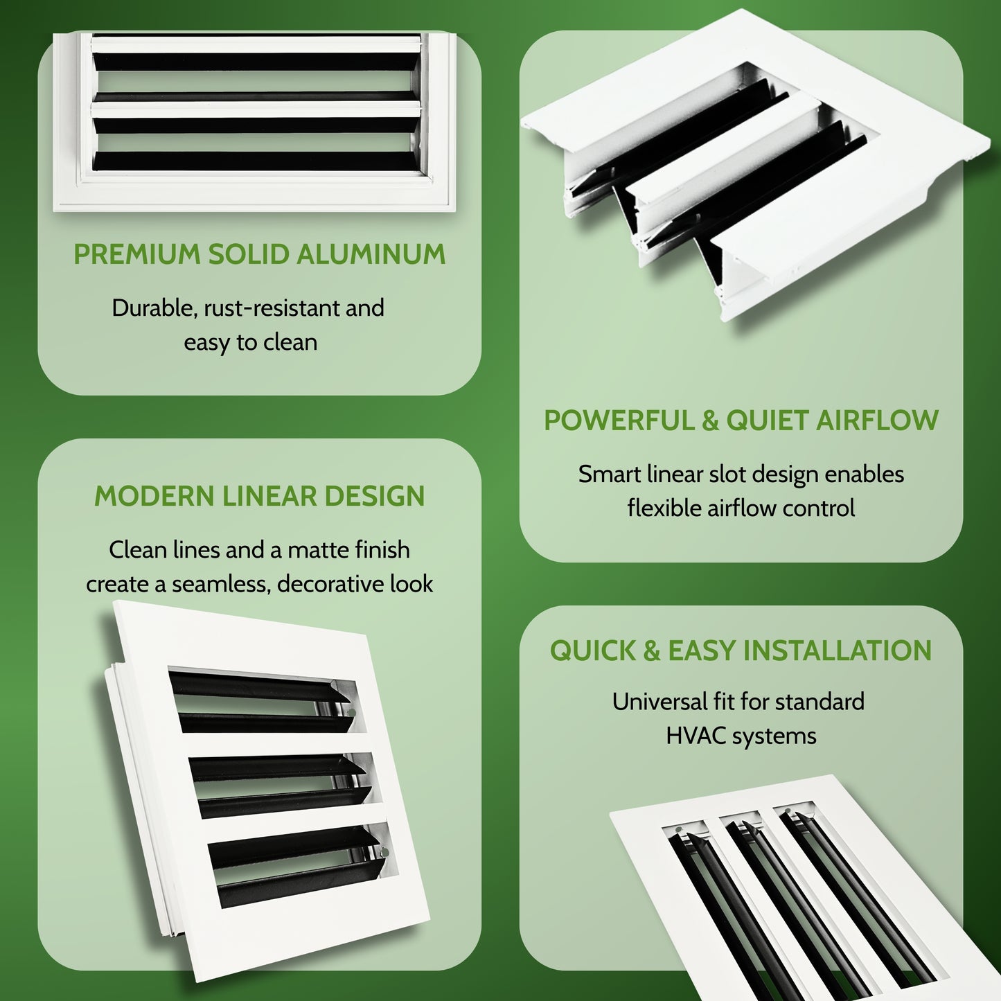 6x14 Air Vent Cover (Duct Opening) - White Aluminum Linear Slot Diffuser