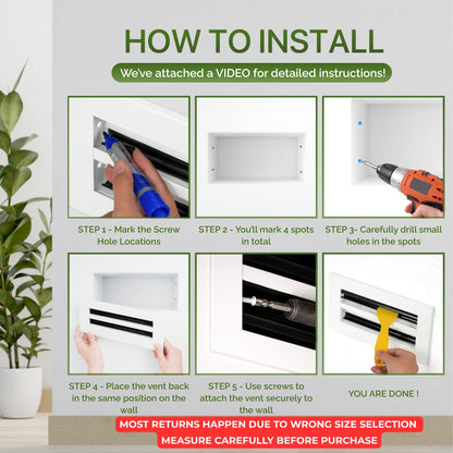 6x10 Air Vent Cover (Duct Opening) - White Aluminum Linear Slot Diffuser