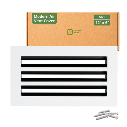 6x12 Air Vent Cover (Duct Opening) - White Aluminum Linear Slot Diffuser