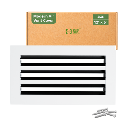 6x12 Air Vent Cover (Duct Opening) - White Aluminum Linear Slot Diffuser