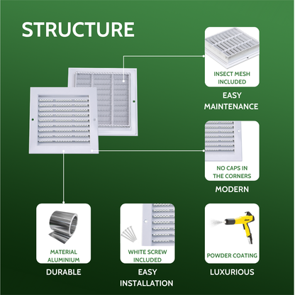 Gable Vent 10x10 (Duct Opening) - Air Return Grille
