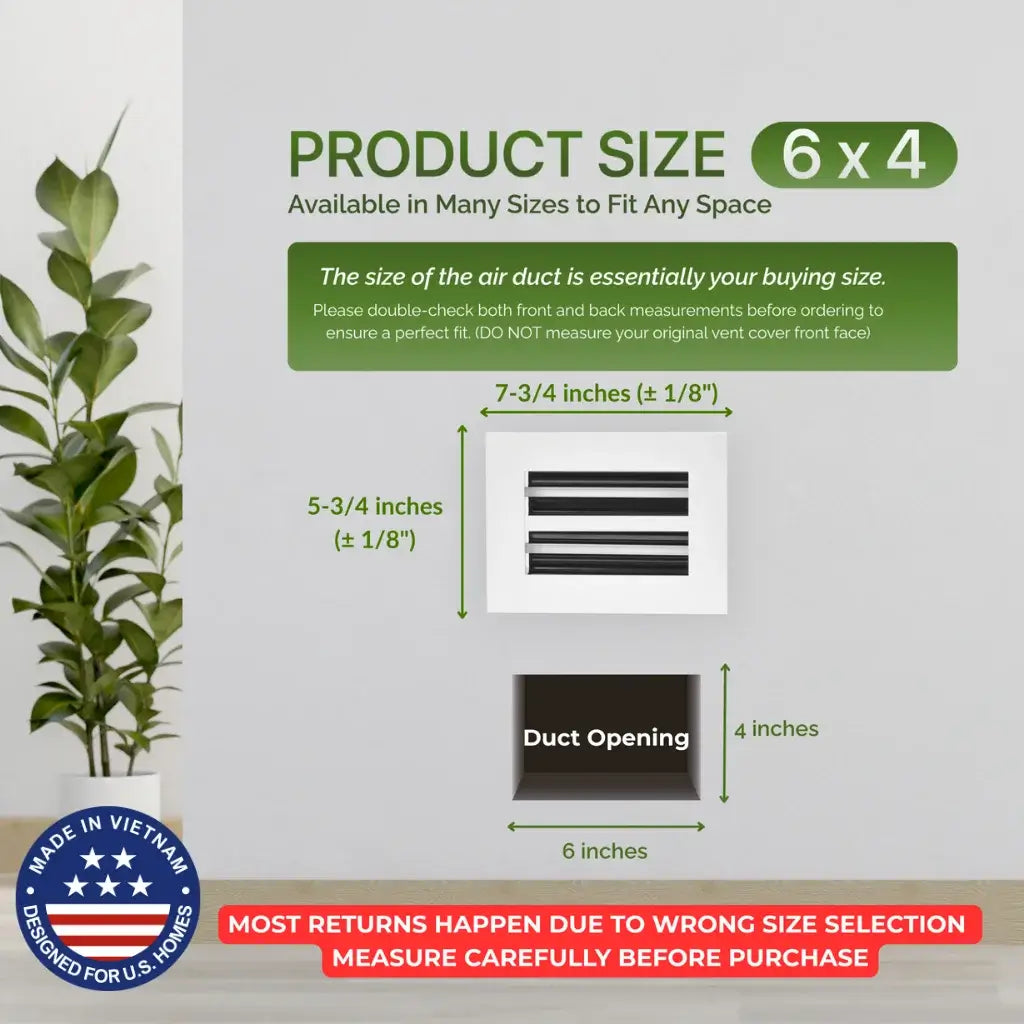 air duct with dimensions and aluminum white linear slot diffuser 6x4 size information on a light gray background