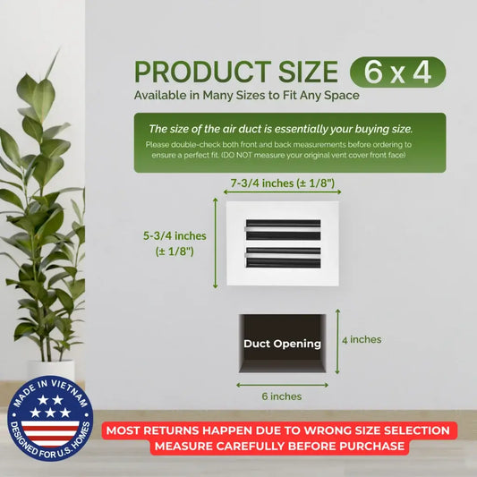 air duct with dimensions and aluminum white linear slot diffuser 6x4 size information on a light gray background