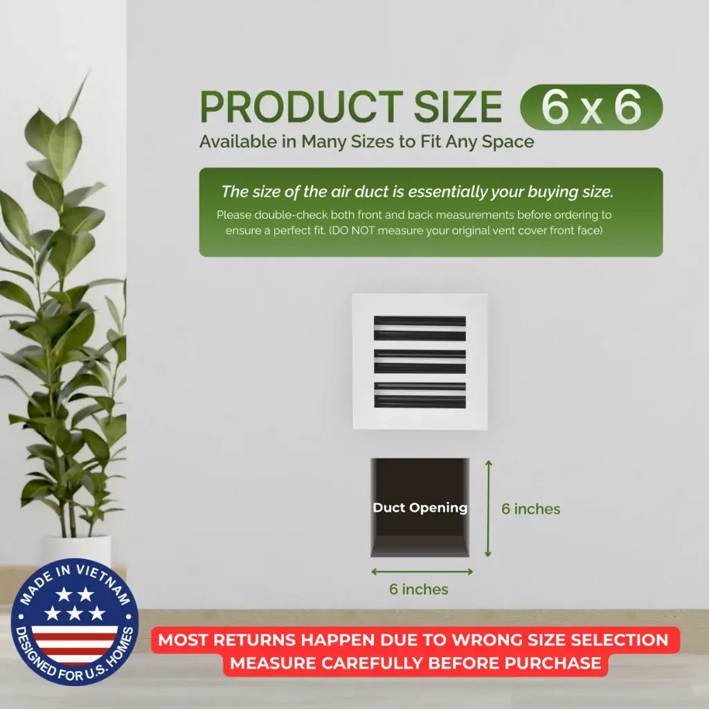 air duct with dimensions and aluminum white linear slot diffuser 6x6 size information on a light gray background